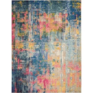 Celestial Blue/Yellow 10 ft. x 14 ft. Abstract Contemporary Area Rug