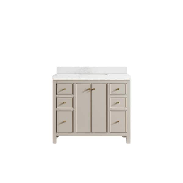 Willow Collections Chicago 42 in. Single Sink Freestanding Fine Grain Bath Vanity with Empira Qt. Top Unassembled