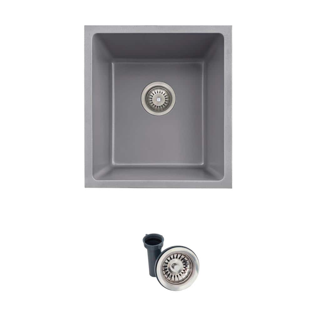 Dual-Mount 15.5 in. Gray Composite Granite Single Bowl Kitchen Sink with Strainer price history on PriceWatchPro
