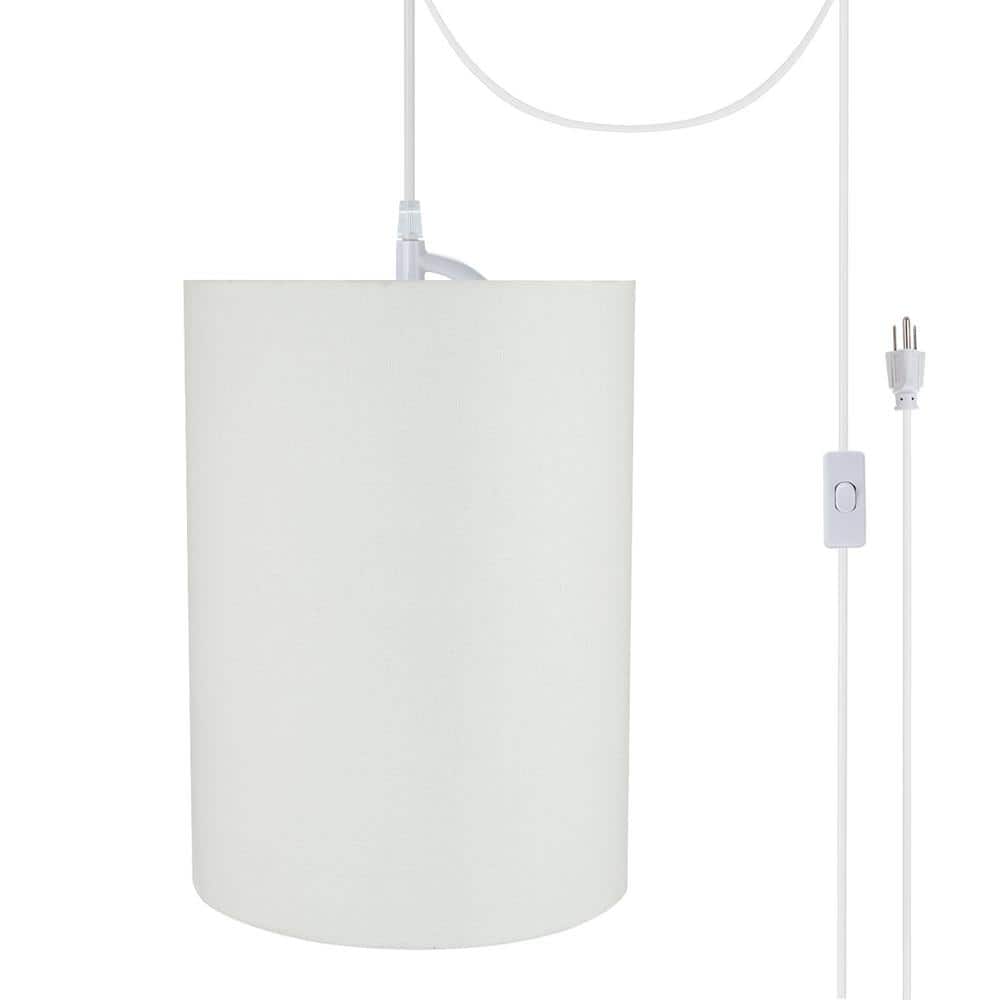 1-Light White Plug-In Swag Pendant with White Hardback Drum Fabric Shade price history on PriceWatchPro