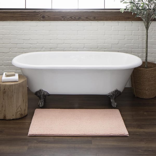 Homespun Noodle 17 in. x 24 in. Blush Pink Polyester Machine Washable Bath Mat