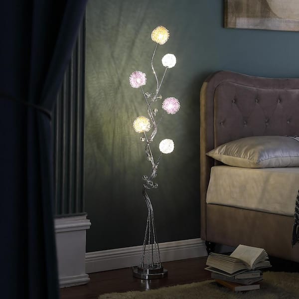 58.5 in. Silver Chrome Aluminum LED Zeus Metal Floor Lamp