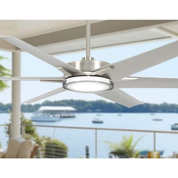 Deco 65 in. CCT Integrated LED Indoor/Outdoor Brushed Nickel Wet Ceiling Fan with Remote Control