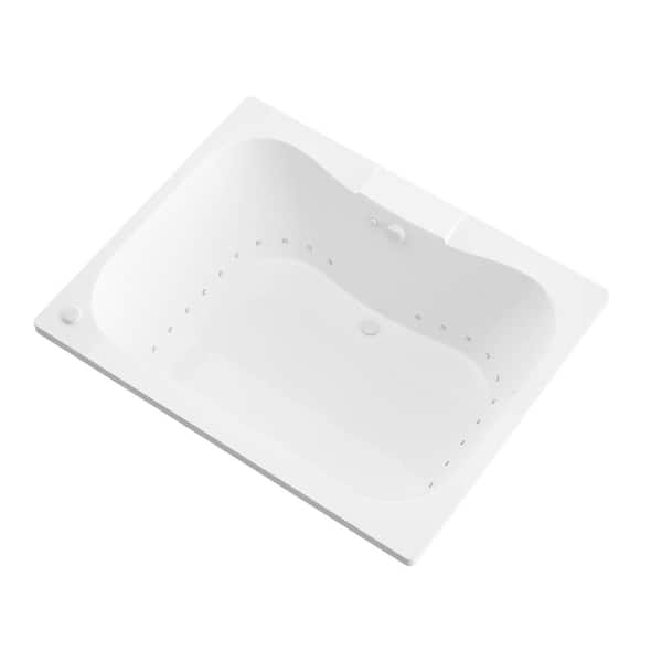 Universal Tubs Rhode Series 60 in. x 47 in. Rectangular Air Bathtub with Center Drain and Aromatherapy in Glossy Smooth White