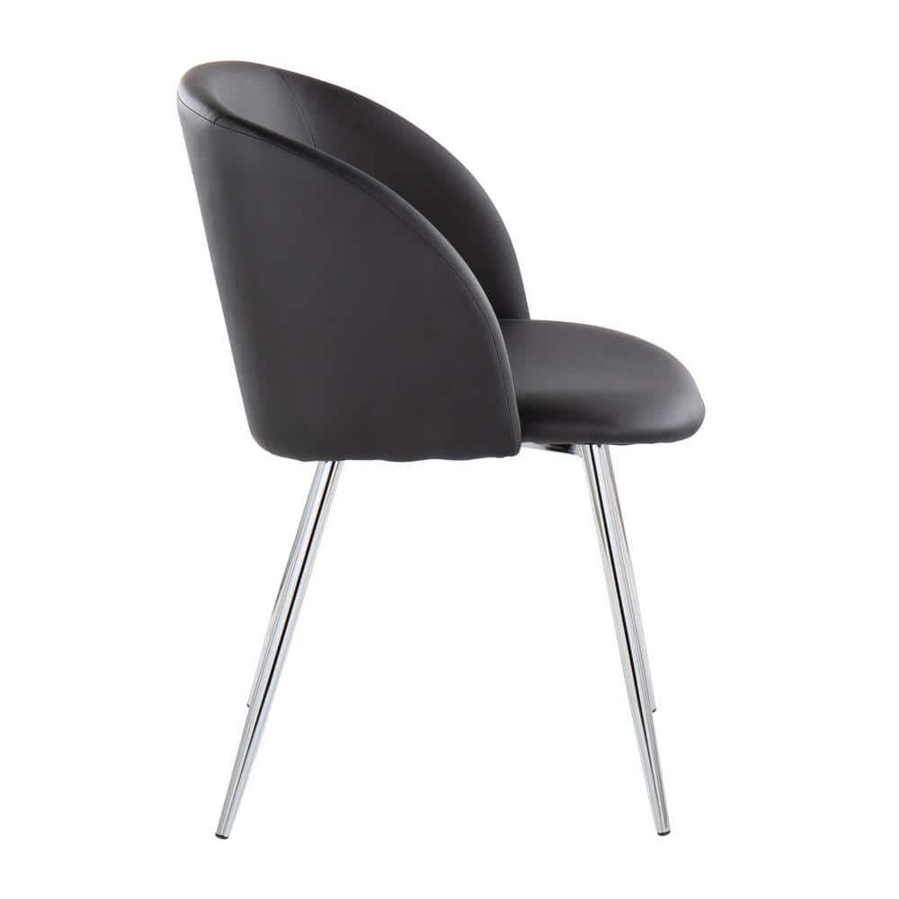Set of 2 Black Faux Leather Upholstered Dining Chairs with Metal Legs