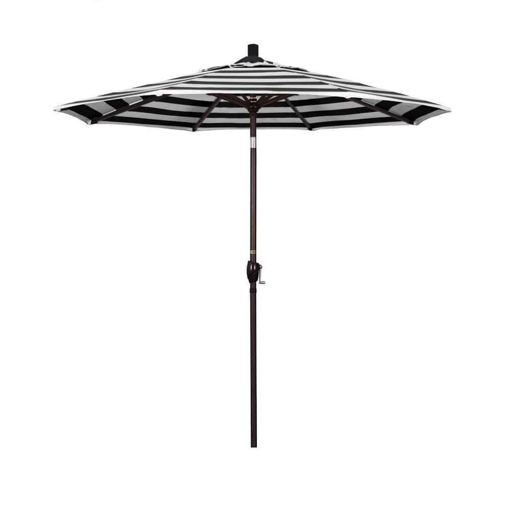 7.5 ft. Black and White Striped Aluminum Market Umbrella