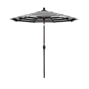 7.5 ft. Bronze Aluminum Market Push Button Tilt Crank Lift Patio Umbrella in Cabana Classic Sunbrella