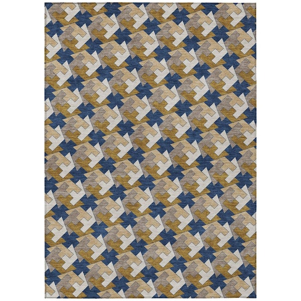 Chantille Machine Washable Indoor/Outdoor Abstract ACN2851 Navy 8 ft. x 10 ft. Area Rug