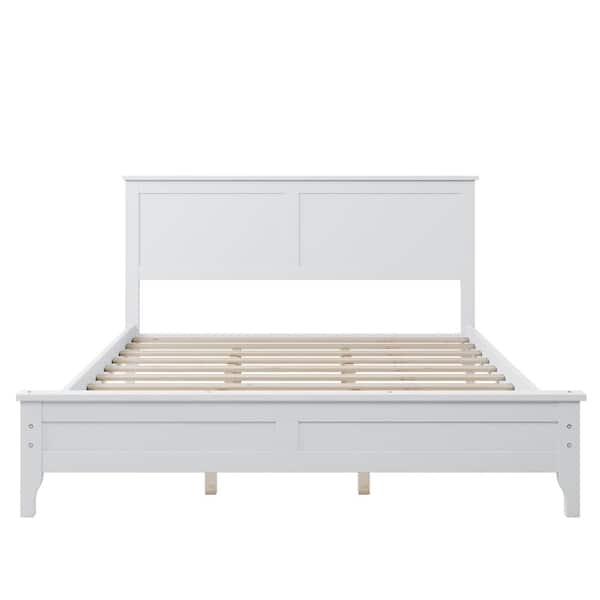 ATHMILE White Queen Platform Bed