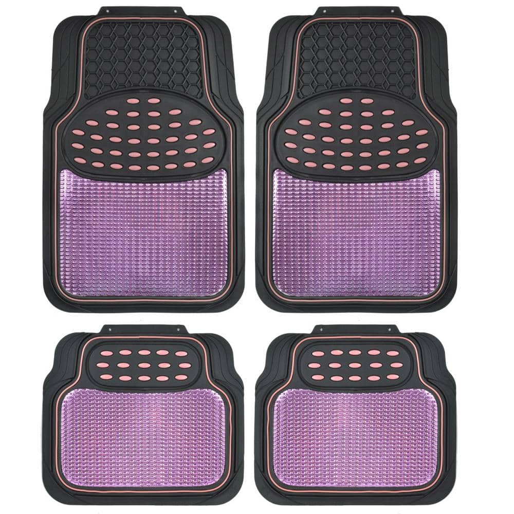 Bdk MT-300 Front & Rear Combo Set of 4 Piece Auto Carpet Floor Mats with Polypro Car Seat Covers & Steering Wheel Cover, Fits Most for Car Truck Van