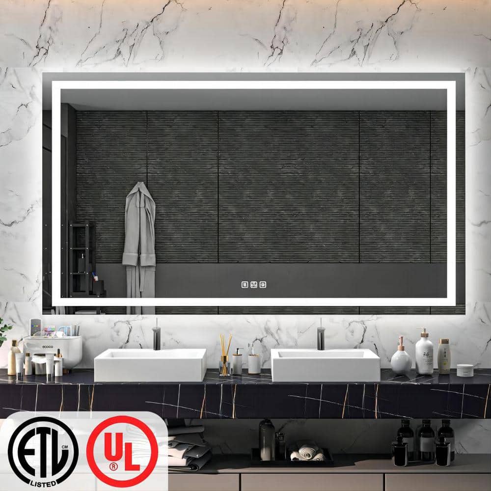 Oversized Frameless LED Backlit and Front Light Vanity Mirror