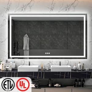 84 in. W x 48 in. H Rectangular Frameless LED Light Anti-Fog Wall Bathroom Vanity Mirror with Backlit and Front Light