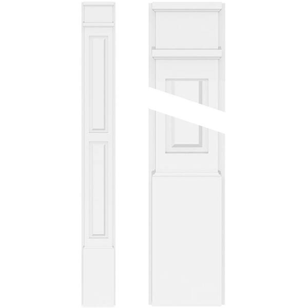 Ekena Millwork 2 in. x 9 in. x 96 in. 2-Equal Raised Panel PVC Pilaster Moulding with Decorative Capital and Base (Pair)