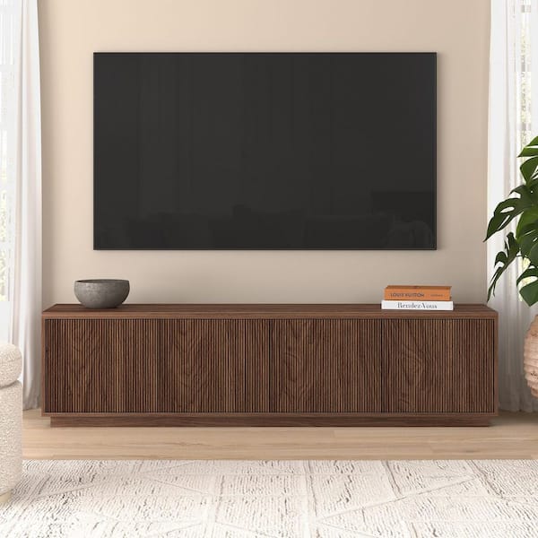 Hanson 78.5 in. Satin Walnut TV Stand Fits TV's up to 85 in.