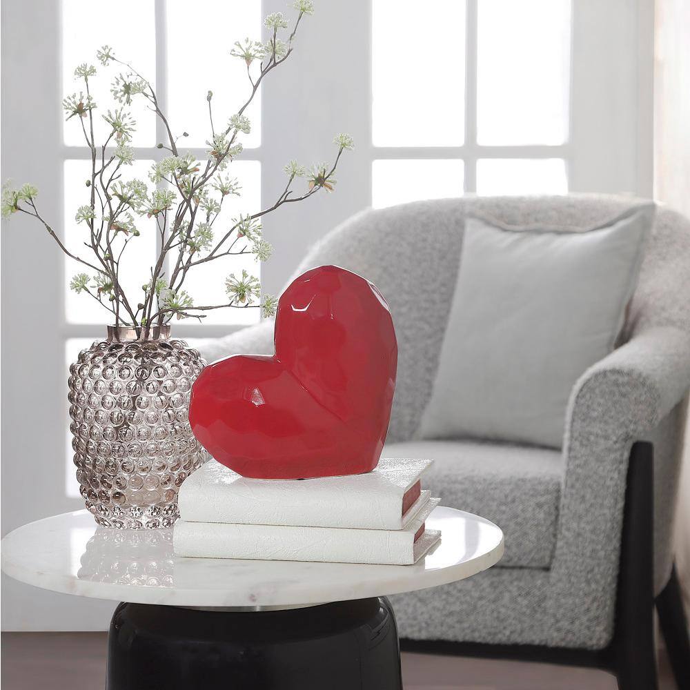 Red Faceted Ceramic Heart Wall Mounted Sculpture