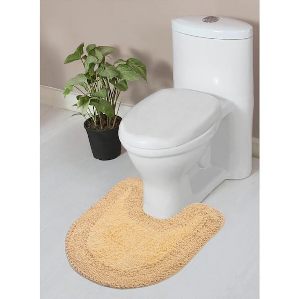 HOME WEAVERS INC Double Ruffle Collection 100% Cotton Bath Rugs Set, 20x20 Contour, Yellow