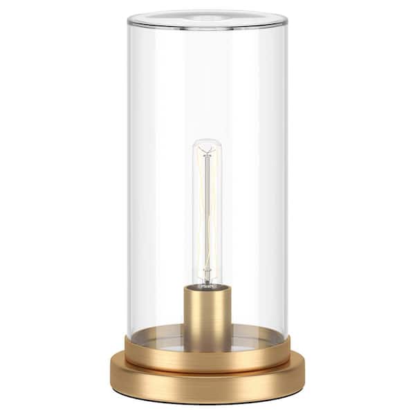 Meyer&Cross Perabo 13.25 in. Brushed Brass Finish Uplight Mini Lamp with Glass Shade