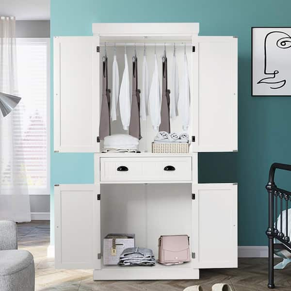 Gymax 2-Door Tall Storage Cabinet Kitchen Pantry Cupboard Organizer  Furniture White GYM05922 - The Home Depot