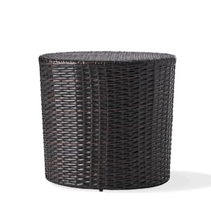 Outdoor Wicker Cylindrical Side Table, Suitable for a Variety of Scenes, Suitable for Garden Patio Backyard Brown