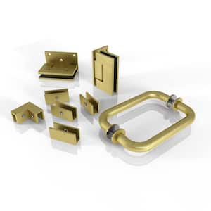 78 in. 90° Wall Hinged Hardware Pack in Satin Brass with Handle