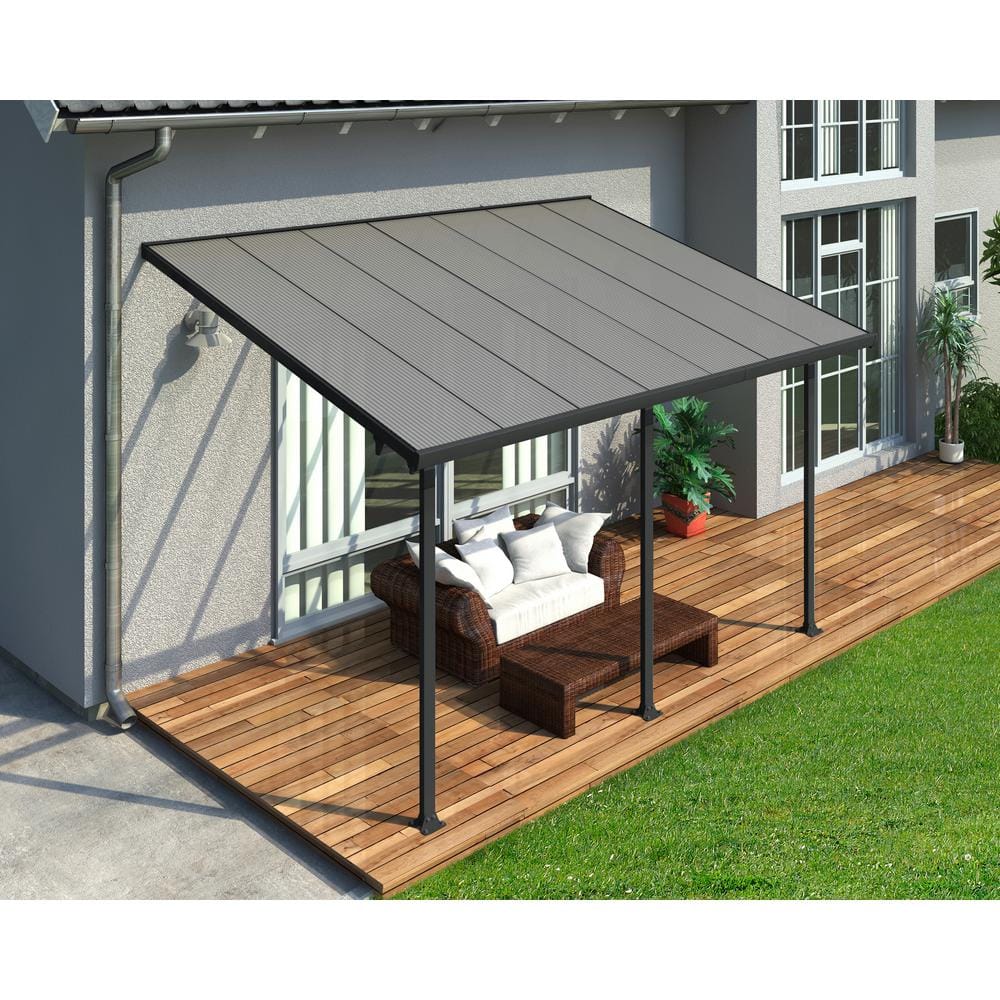 Gray and Clear Aluminum Polycarbonate 10' x 14' Patio Cover
