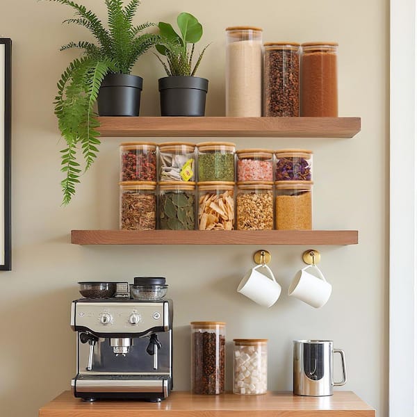 6-Pack Clear 1 qt. Glass Round Food Storage Containers with Lids for Cookie Pasta Flour Rice Tea Coffee Bean