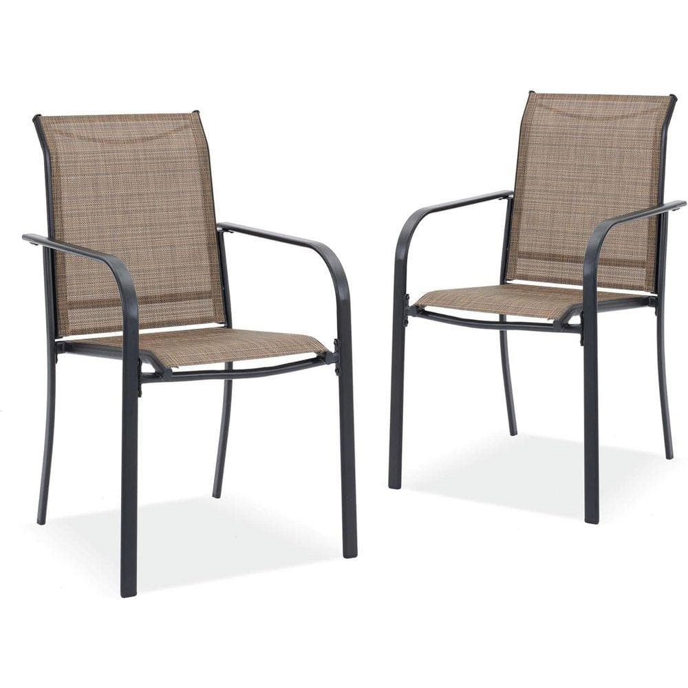 DIFY Black Frame All-Weather Stackable Metal Outdoor Patio Chairs with ...