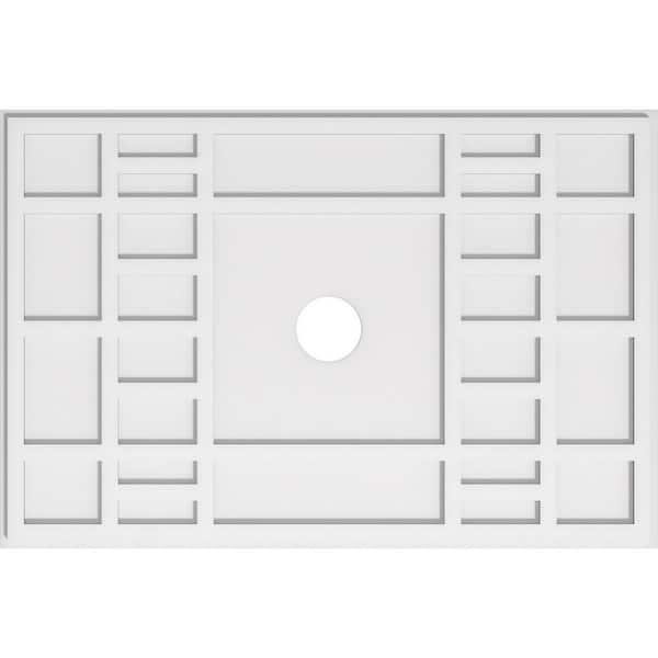 Ekena Millwork 40 in. W x 26-5/8 in. H x 4 in. ID x 1 in. P Beaux Architectural Grade PVC Contemporary Ceiling Medallion