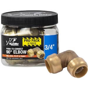 3/4 in. Push-to-Connect Brass 90-Degree Elbow Fitting Pro Pack (4-Pack)