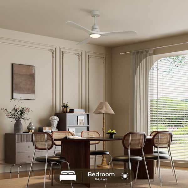 TOZING 52 in. Smart Indoor Modern White Low Profile Standard Flush