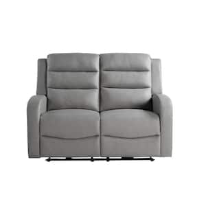 Archer 54.7 Grey Faux Leather 2-Seater Reclining Loveseat