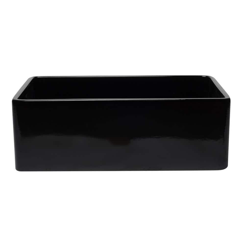 30'' Black Gloss Fireclay Farmhouse Single Bowl Kitchen Sink