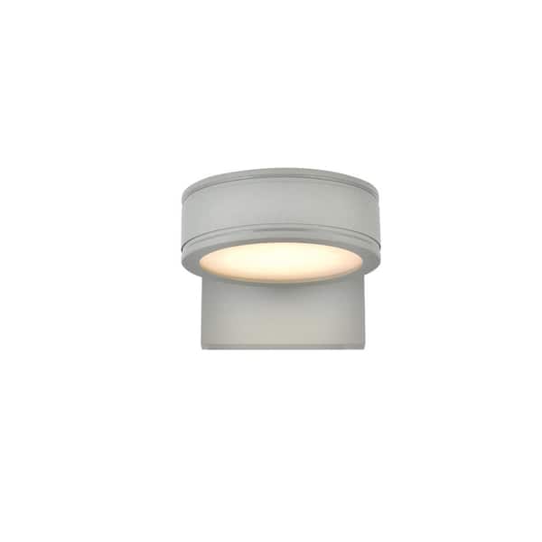 PRIVATE BRAND UNBRANDED Timeless Home 1-Light Round Silver LED Outdoor Wall Sconce