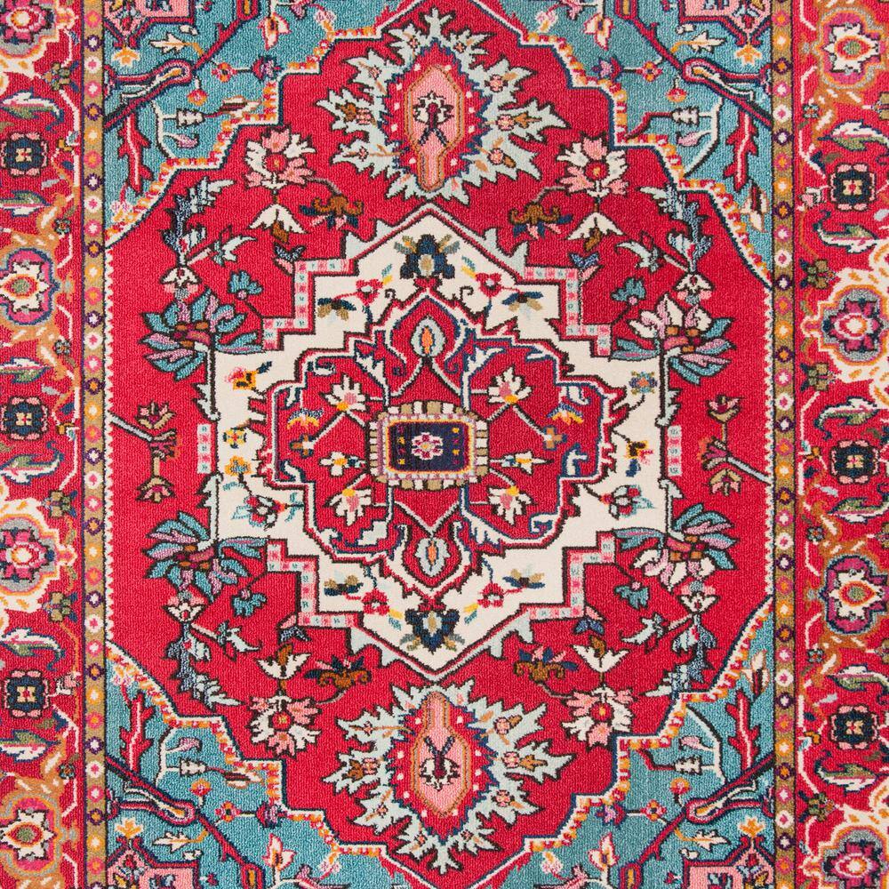 Vibrant Red Floral 8' x 10' Easy-Care Synthetic Area Rug