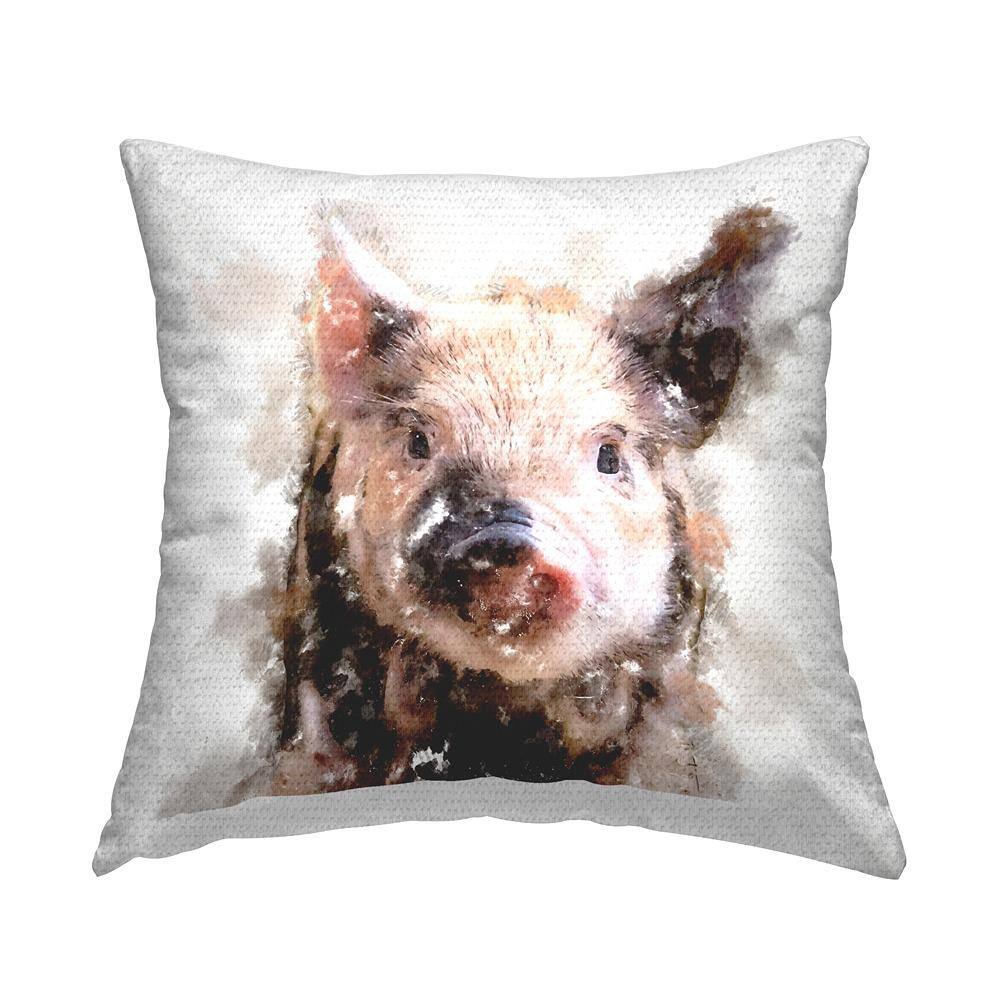 Abstract Farm Pig Portrait Brown Square Outdoor Throw Pillow price history on PriceWatchPro