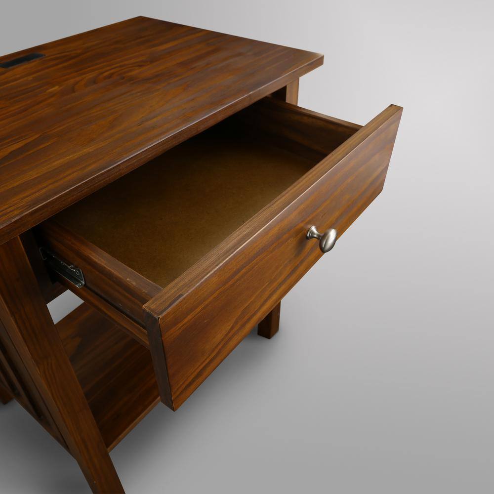 Warm Brown Vanderbilt Nightstand with Built-in USB Port