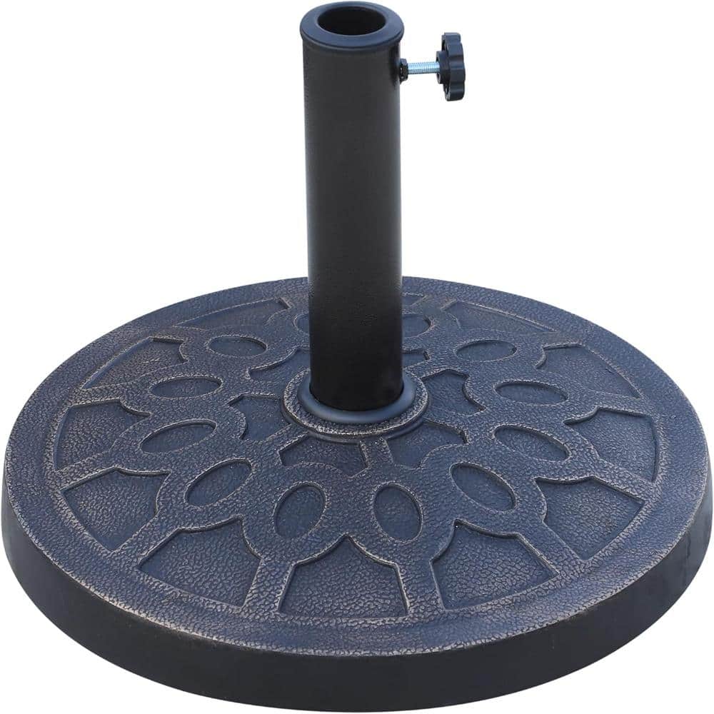 18 in. 26 lbs Round Resin Umbrella Base Stand, Decorative Patio Parasol Holder Fits 1.5–1.89 in Poles, Bronze price history on PriceWatchPro