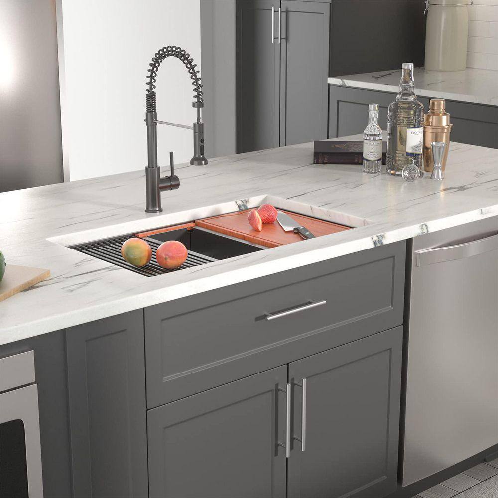 Dcolora 33 in. Undermount Single Bowl Gunmetal Black Stainless