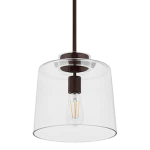 Mullins 10 in. 1-Light Oil Rubbed Bronze Pendant Hanging Light, Modern Industrial Kitchen Pendant Lighting