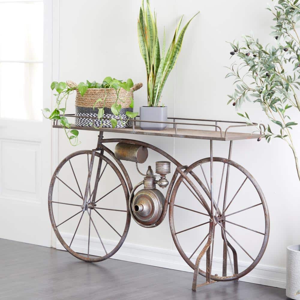 Bronze Metal Vintage Bike Indoor Outdoor Plant Stand