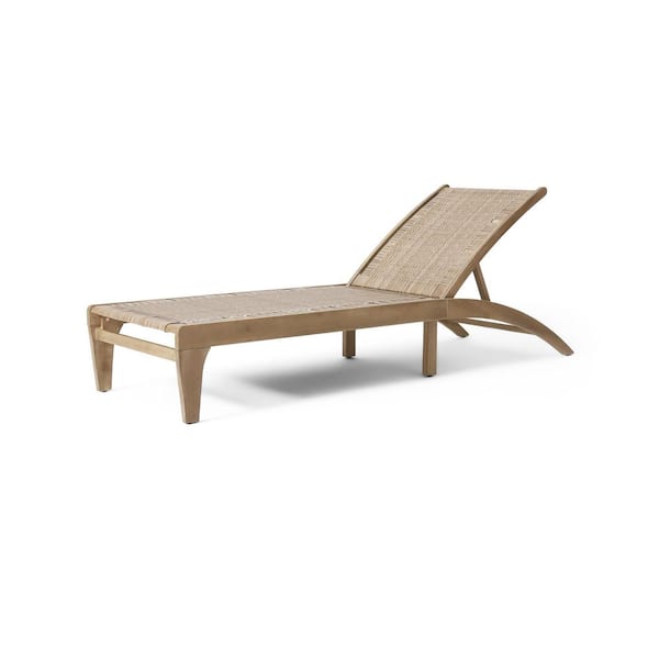 Noble House Shane Light Brown and Light Multi-Brown Wood and Wicker Outdoor Chaise Lounge