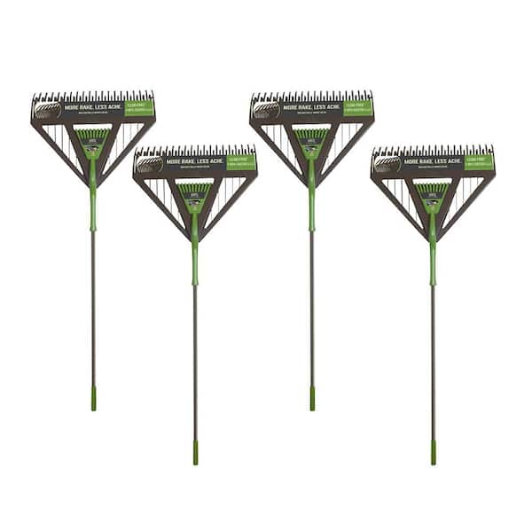 4-Piece Poly-Tine Leaf Rakes with Hardwood Handles Garden Tool Set