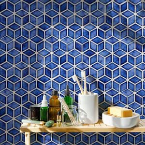Hudson Rhombus Sapphire 10-1/4 in. x 11-3/4 in. Porcelain Mosaic Tile (8.6 sq. ft./Case)