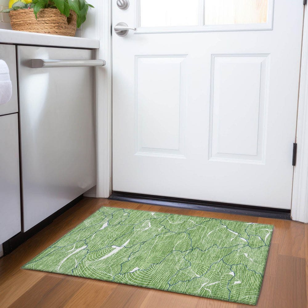 Mayfield Premium Machine Washable Abstract AMF1048 Green 2 ft. x 3 ft. Area Rug price history on PriceWatchPro
