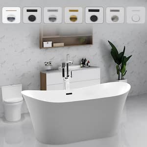 Calais 66.5 in. x 31 in. Acrylic Freestanding Soaking Bathtub with Center Drain in White/Oil Rubbed Bronze