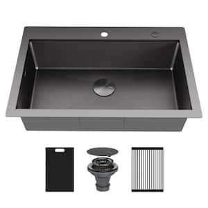 Karran Matrix 33 in. Drop-In 50/50 Double Bowl 16-Gauge Gunmetal
