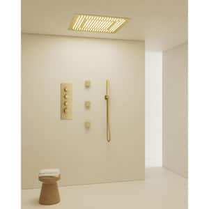 7-Spray 20 in. Ceiling Mount LED Fixed and Handheld Shower Head 2.5 GPM with 3-Jets in Brushed Gold(Valve Included)