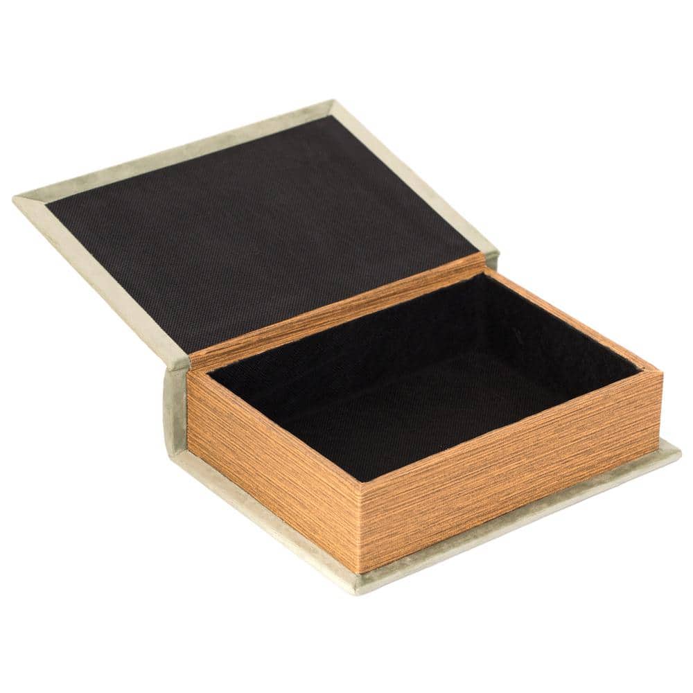 Antique Green Velvet Book Shaped Trinket Storage Box