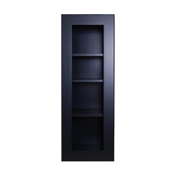 Plywell Shaker Assembled 18 in. x 42 in. x 12 in. Wall Cabinet with 1 Door in Charcoal Black