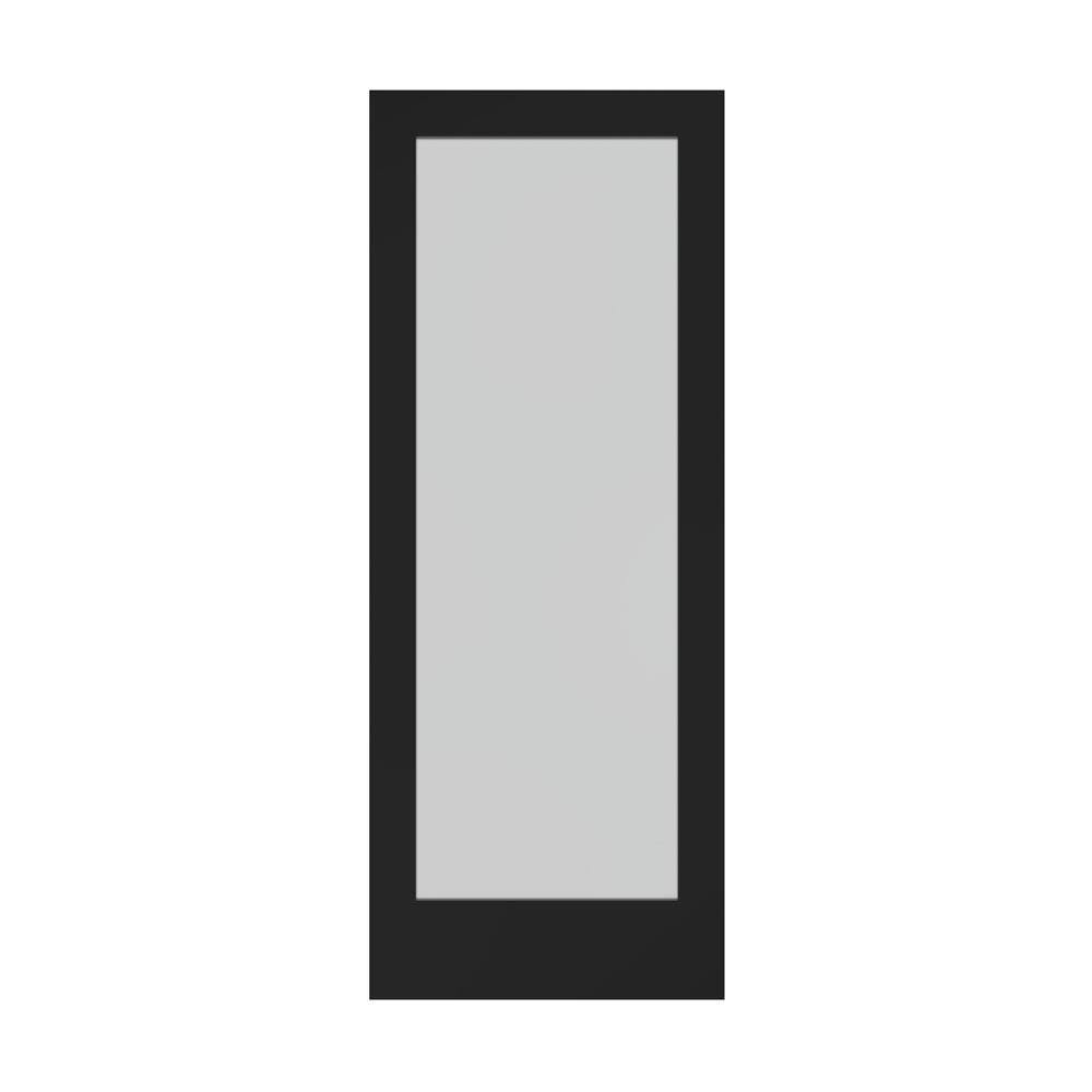24" x 80" Black Frosted Glass Solid Wood Interior Door Slab
